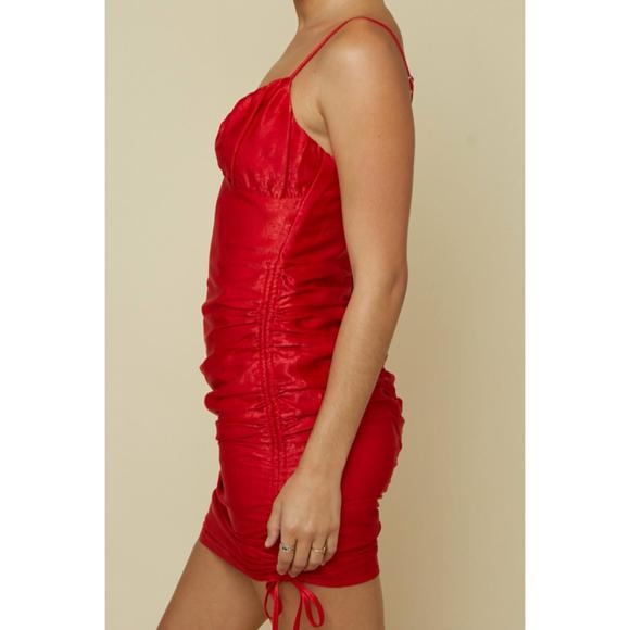 NEW BLUE BLUSH ruched mini dress in red - Picture 2 of 3